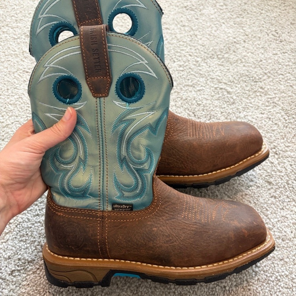 Irish Setter Red Wing Marshall 83220 Brown Turquoise Waterproof Work Boots 6B